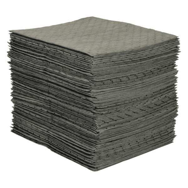 Sorbent Pad, 13 gal, 15 in x 19 in, Universal, Gray, Polypropylene