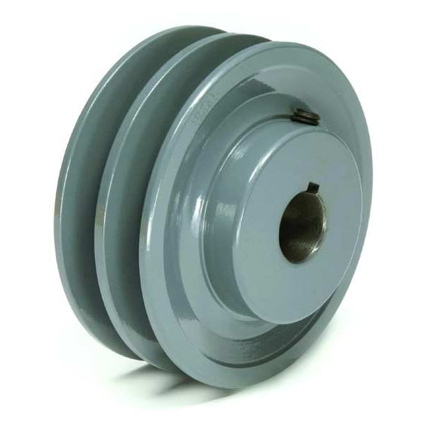 1 in Fixed Bore 2 Groove V-Belt Pulley 4.25 in OD