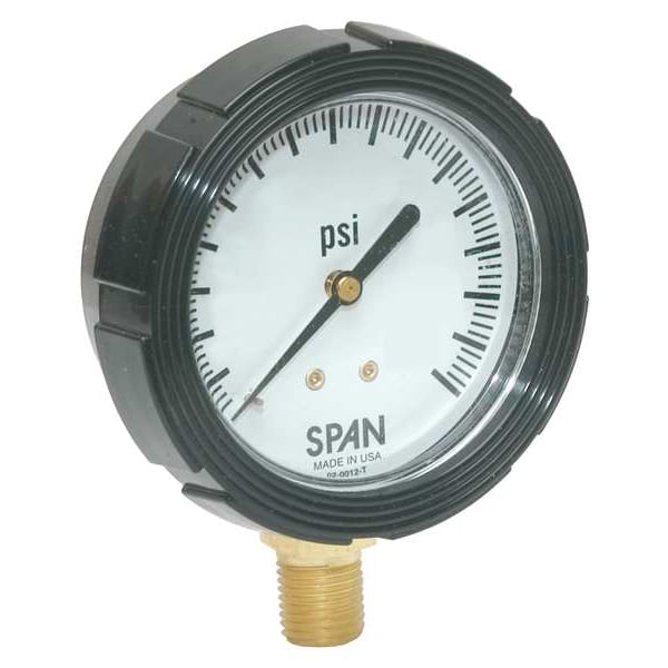 Compound Gauge with Internal Seal, 30 to 0 to 60 psi, 2 1/2 in Dial, 1/4 in NPT, Bottom Location