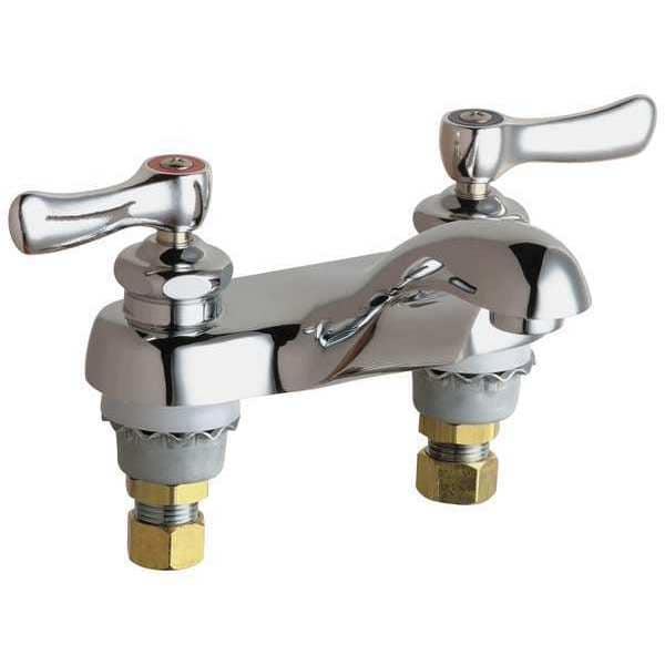 Manual Low Arc Bathroom Faucet, 4" Mount, Polished Chrome 2 Hole