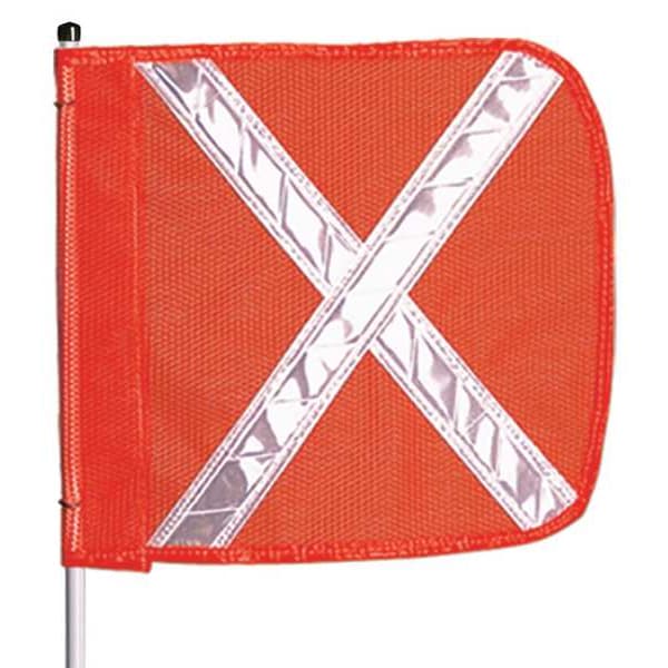 Warning Whip with Reflective X Flag, White Whip, Orange Flag, Pole
