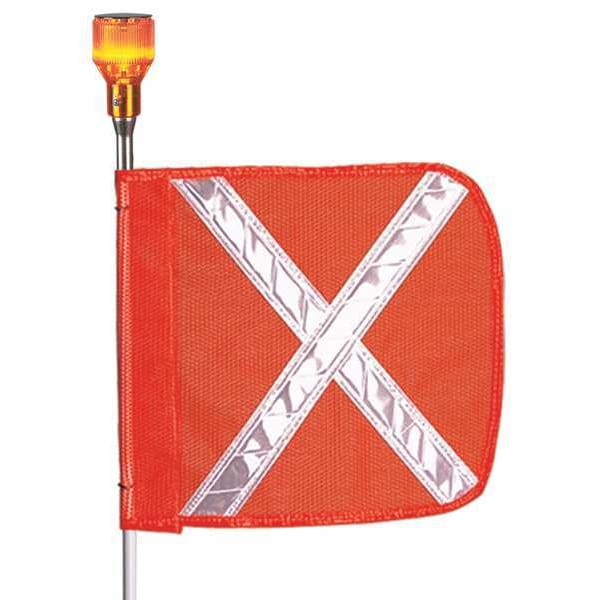 Warning Whip with Reflective X Flag, White Whip, Orange Flag