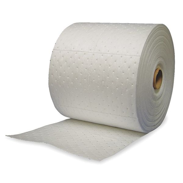 Sorbent Roll, 24 gal, 15 in x 150 ft, Oil, White, Polypropylene