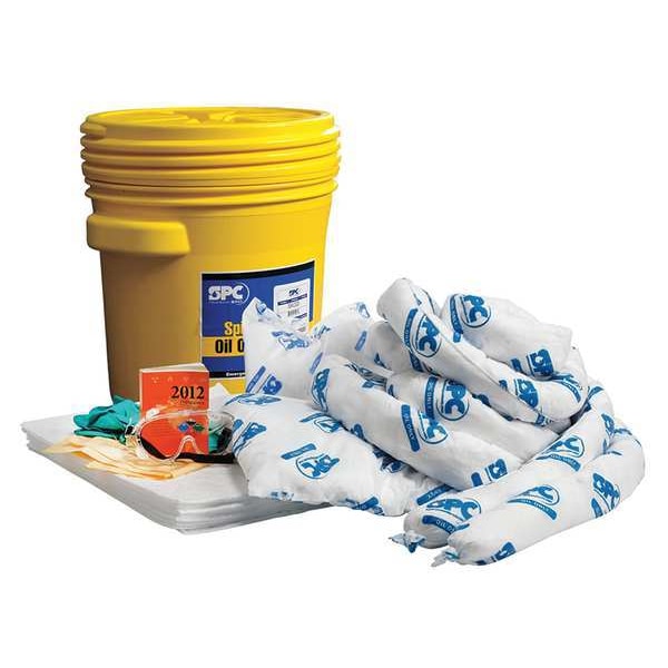 Spill Kit, 16 gal Volume Absorbed per Kit, 20 gal Capacity, Drum, Yellow