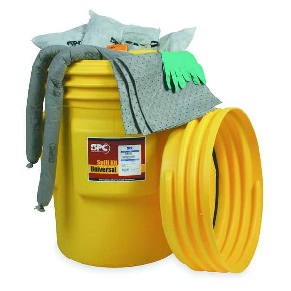 Spill Kit, 82 gal Volume Absorbed per Kit, 95 gal Capacity, Drum, Yellow