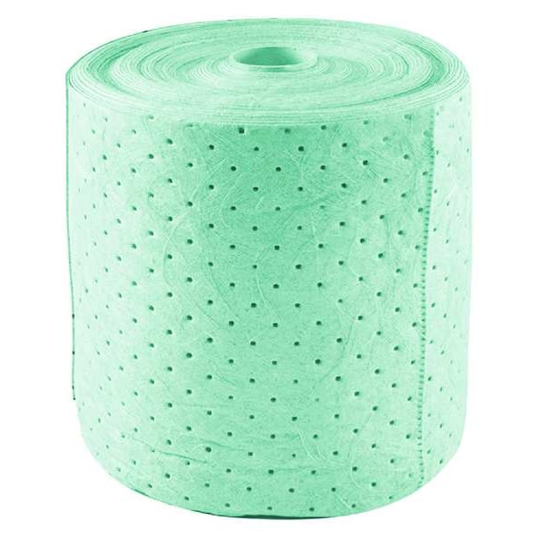 Sorbent Roll, 39 gal, 15 in x 150 ft, Harsh Chemicals, Green, 2 PK