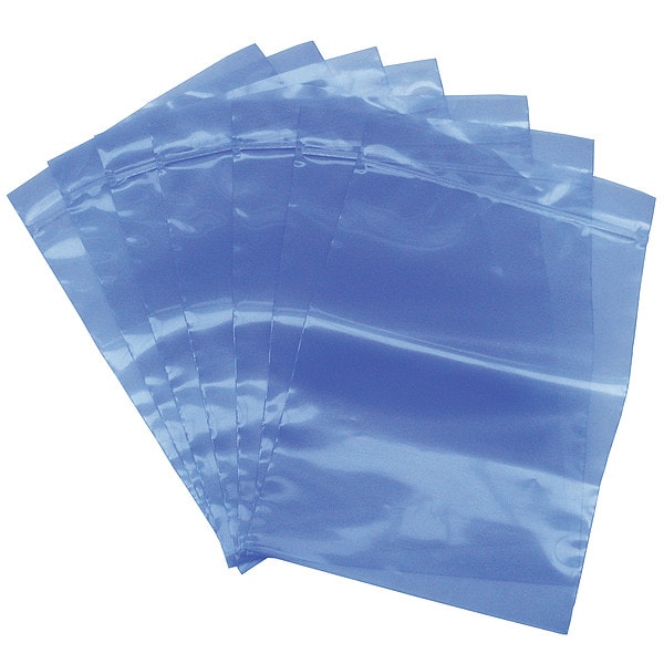Reclosable Bag, Zip Seal, 12 in L, 9 in W, 4 mil Thick, Low Density Polyethylene (LDPE), Blue