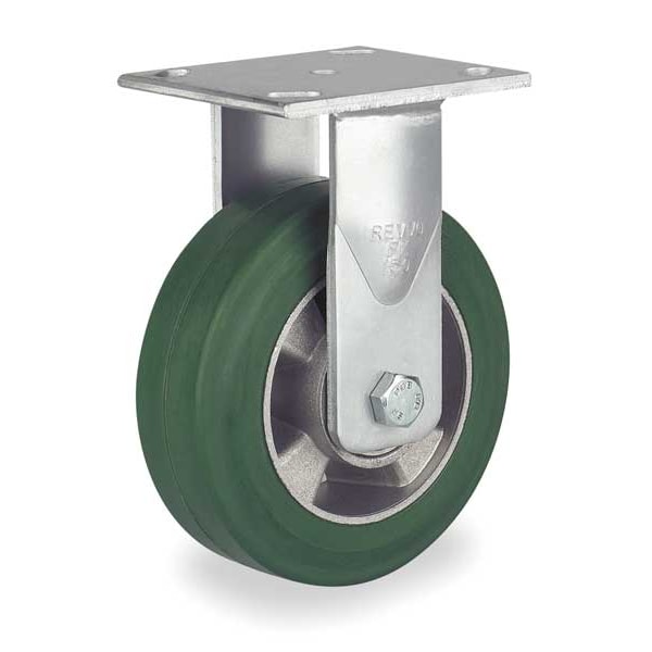 Plate Caster, Rigid, Rubber, 5 in., 440 lb.