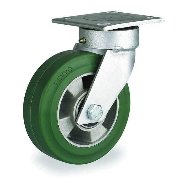 Kingpinless Plate Caster, Swivel, Rbr, 6 in., 660 lb.