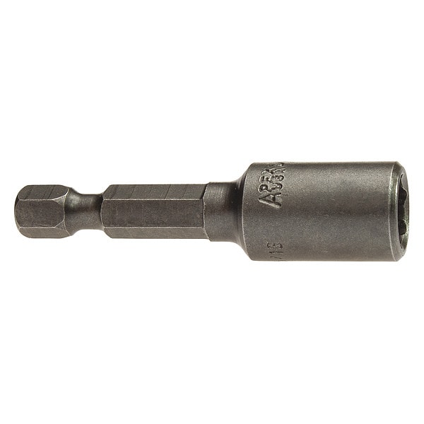 Nutsetter, 1/4" Hex, 2" L, Steel, Unfinished