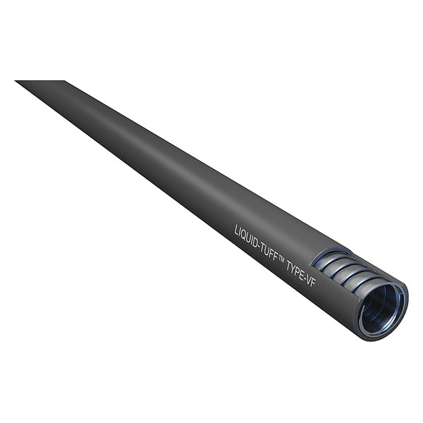 Liquid-Tight Flex Metal Conduit, 3/8 in Trade Size, 100 ft, 2 in Bend, Steel, Gray