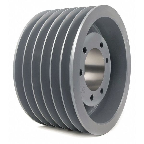 7/8 in to 3-1/2 in Quick Detachable Bushed Bore 6 Groove V-Belt Pulley 10.9 in OD