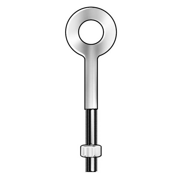 Eye Bolt Without Shoulder, 3/4"-10, 10 in Shank, 1-1/2 in ID, Steel, Galvanized