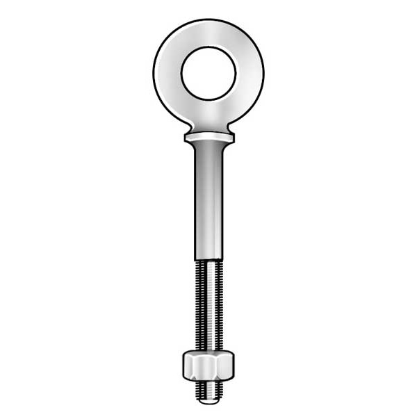 Eye Bolt With Shoulder, 7/8"-9, 12 in Shank, 1-3/4 in ID, Steel, Galvanized