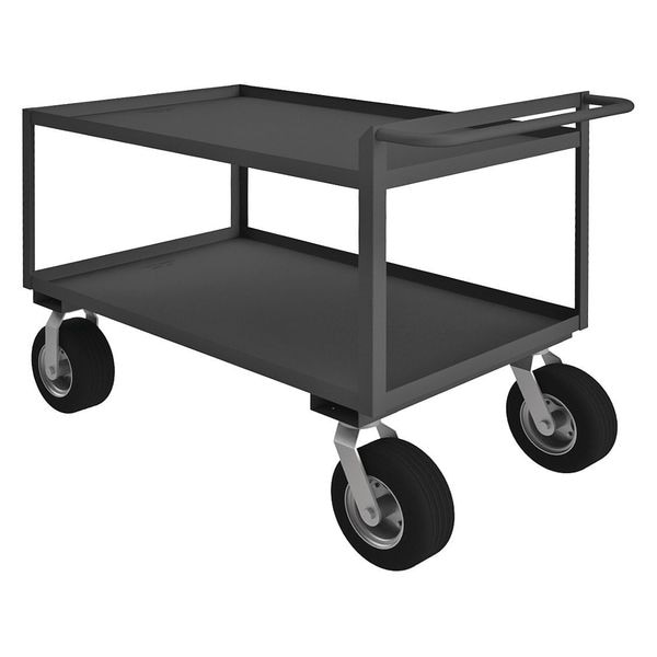 Utility Cart with Lipped Metal Shelves, Steel, 1,500 lb Load Capacity, 2 Shelves, 66 1/2 in L