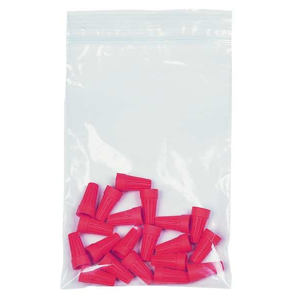 Reclosable Bag, Zip Seal, 15 in L, 4 in W, 2 mil Thick, Low Density Polyethylene (LDPE), Clear