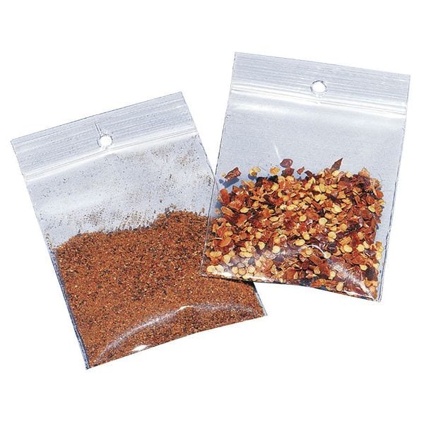 Reclosable Bag, Zip Seal, 12 in L, 9 in W, 2 mil Thick, Polypropylene, Clear