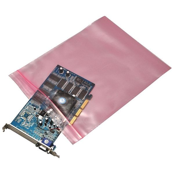 Reclosable Bag, Zip Seal, 8 in L, 4 in W, 4 mil Thick, Low Density Polyethylene (LDPE), Pink