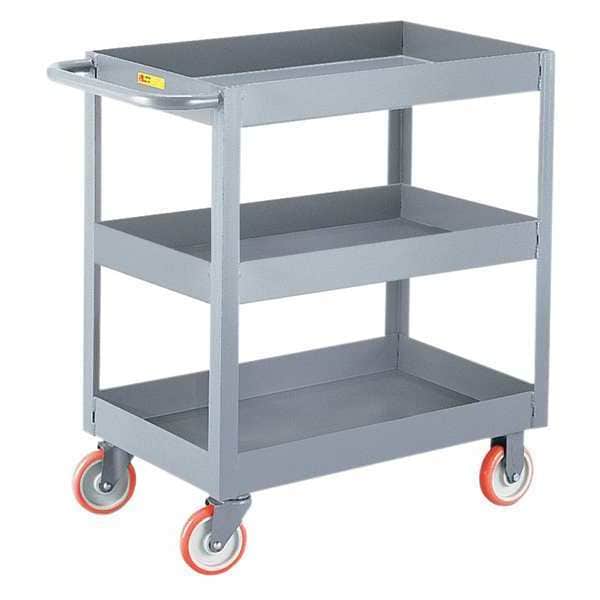 Deep Shelf Truck, 3", 1200 lb., 18 x 30", Steel, 1,200 lb Load Capacity, 3 Shelves, 35 1/2 in L, 35" H