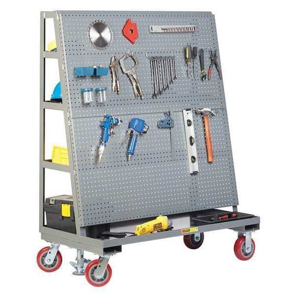 Mobile Pegboard, w/Back Shelves, 24 x 36"