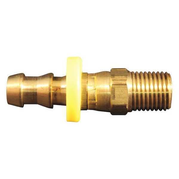 Push-Lock Fitting, 1/4" MNPT, 1/4" ID, PK5, Brass, 5 PK