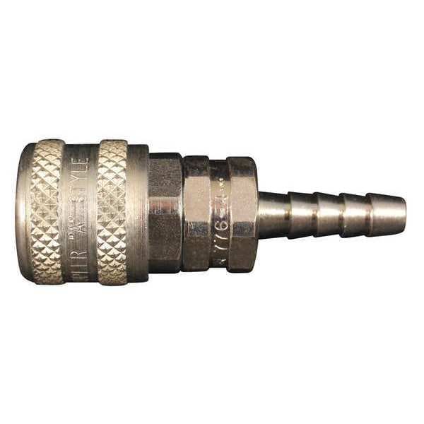 A Style Coupler, 1/4" Hose Barb, PK10