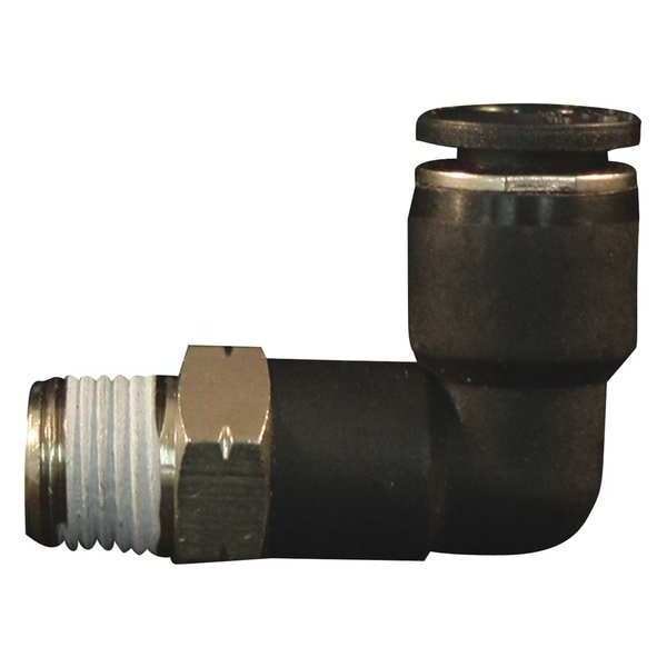 PTC Swivel Elbow, 1/8" MNPT, 1/4" OD, PK10, Nylon, 10 PK