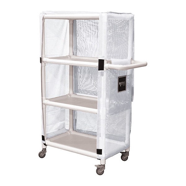 PVC Cart, 42", 3 Shlf, White Mesh