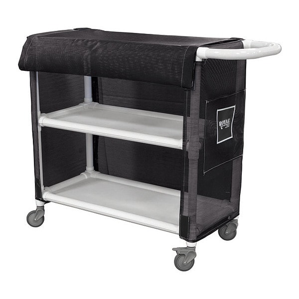 PVC Cart, 24", 2 Shlf, Black Mesh