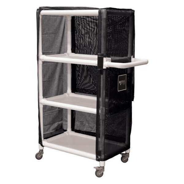 PVC Cart, 42", 3 Shlf, Black Mesh