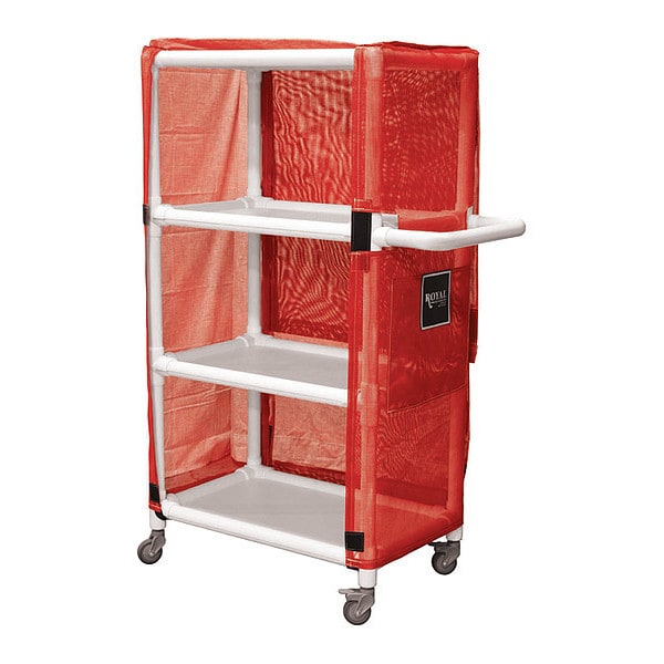 PVC Cart, 42", 3 Shlf, Red Mesh