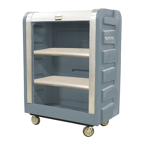 Bulk Tambour, 48 Cu ft., Gray, C, 2 Shelves, 50-1/2" L, 28" W, 66-3/4" H
