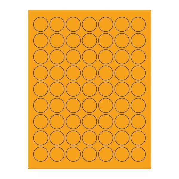 Tape Logic Circle Laser Labels, 1", Fluorescent Orange, PK6300