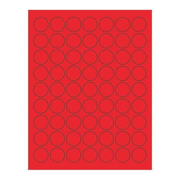 Tape Logic Circle Laser Labels, 1", Fluorescent Red, PK6300