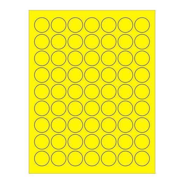 Tape Logic Circle Laser Labels, 1", Fluorescent Yellow, PK6300