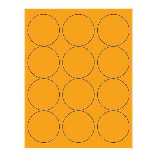 Tape Logic Circle Laser Labels, 2 1/2", Fluorescent Orange, PK1200