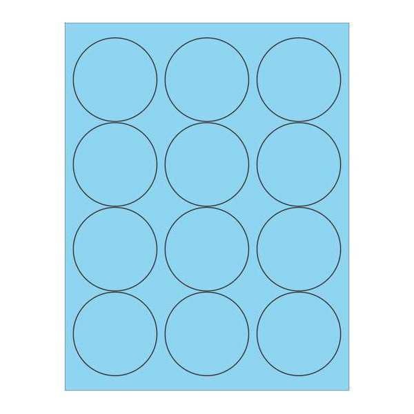 Tape Logic Circle Laser Labels, 2 1/2", Pastel Blue, PK1200
