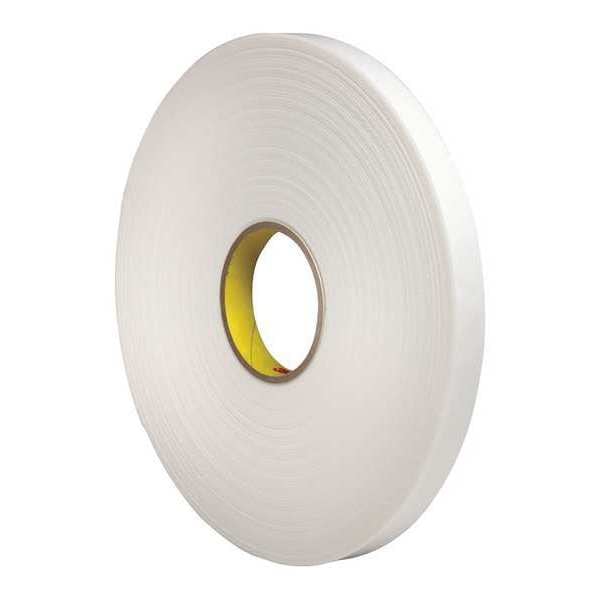3M 4466 Double Sided Foam Tape, 1/2" x 36 yds., 1/16", White, PK18