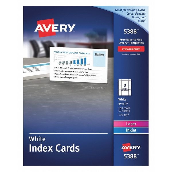 3 x 5" Unruled Index Card for Printers, Pk50