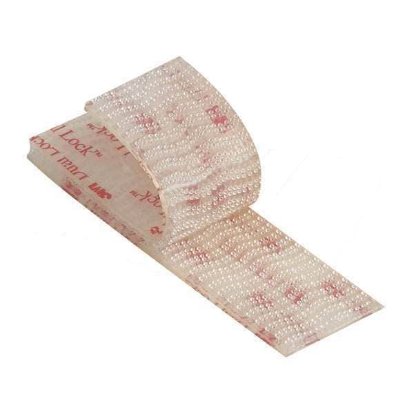 Reclosable Fastener, Rubber Adhesive, 5 yds, 1 in W, Clear, 5 PK