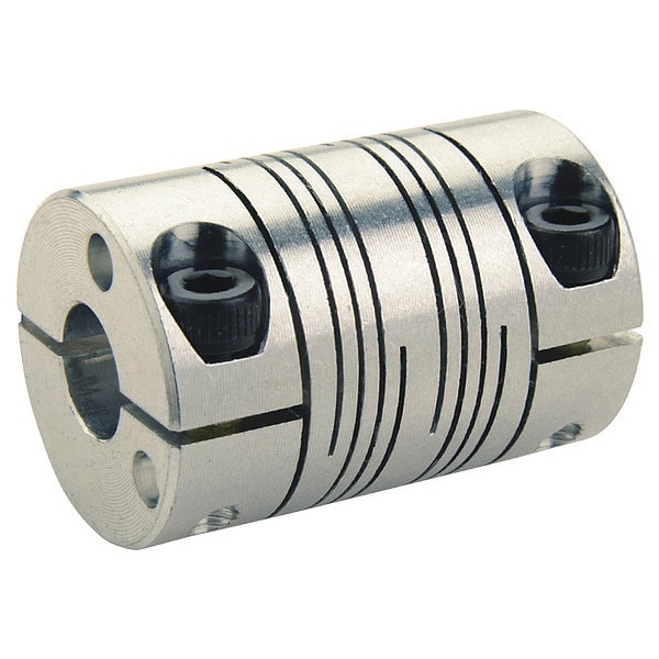 Motion Control Coupling, 6 Beam, 6mmx3/16", Aluminum, OD 0.625", L 1.000"