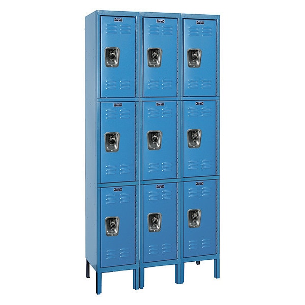 ReadyBuilt Locker, 36"X12"X78", 3 Tier, Blu