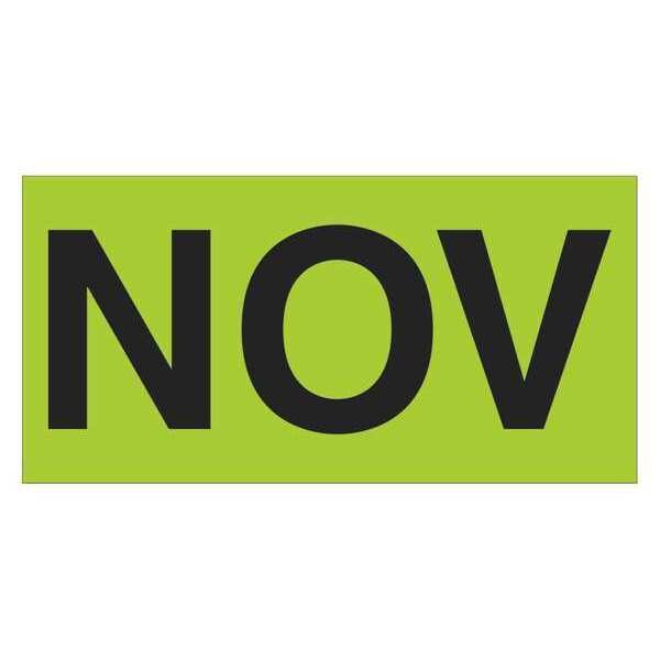 Tape Logic Months of the Year Labels, "NOV", 3" x 6", Fluorescent Green, 500/Roll