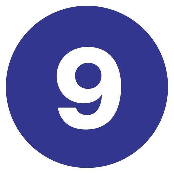 Tape Logic Number Labels, "9", 3" Circle, Dark Blue, 500/Roll
