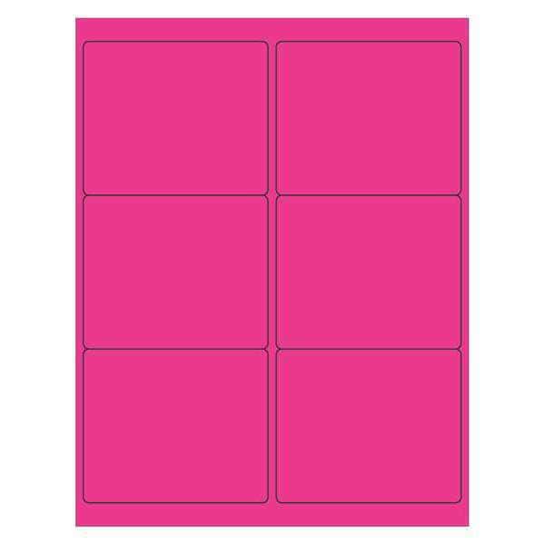 Tape Logic Rectangle Laser Labels, 4" x 3 1/3", Fluorescent Pink, PK600