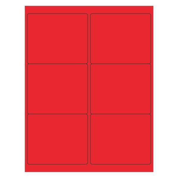 Tape Logic Rectangle Laser Labels, 4" x 3 1/3", Fluorescent Red, PK600