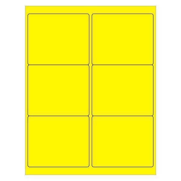Tape Logic Rectangle Laser Labels, 4" x 3 1/3", Fluorescent Yellow, PK600