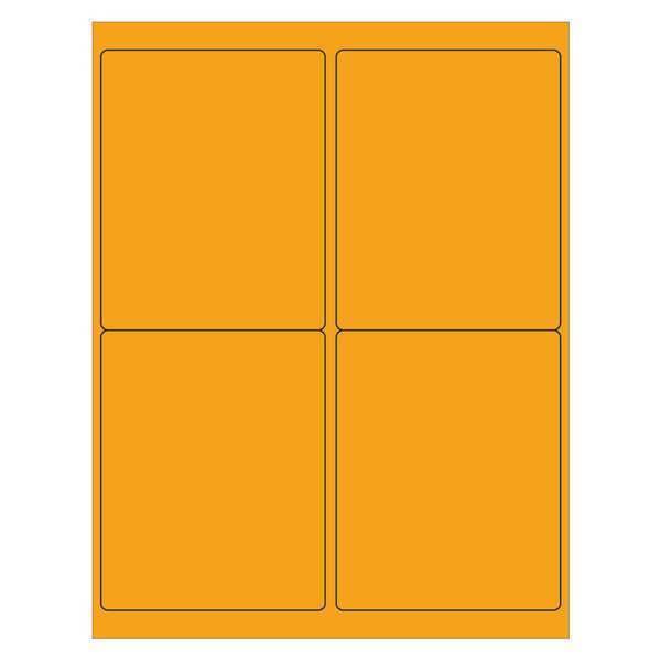 Tape Logic Rectangle Laser Labels, 4" x 5", Fluorescent Orange, PK400