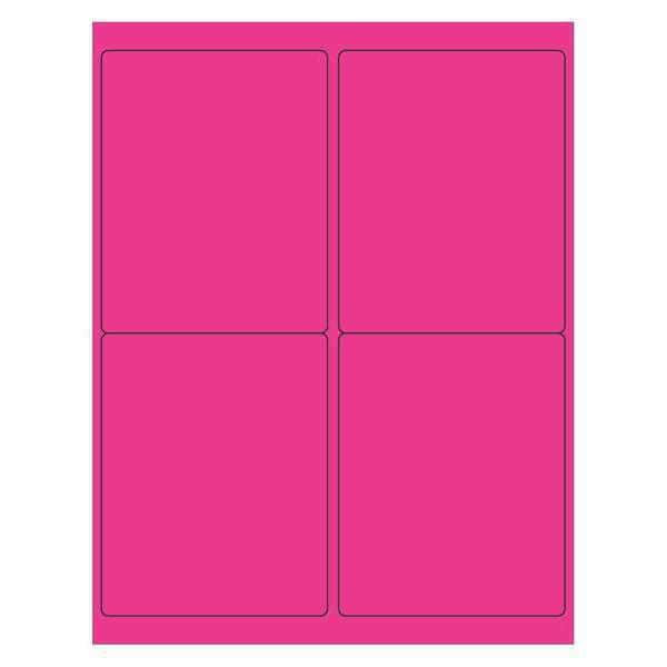 Tape Logic Rectangle Laser Labels, 4" x 5", Fluorescent Pink, PK400