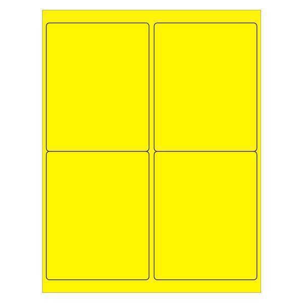 Tape Logic Rectangle Laser Labels, 4" x 5", Fluorescent Yellow, PK400